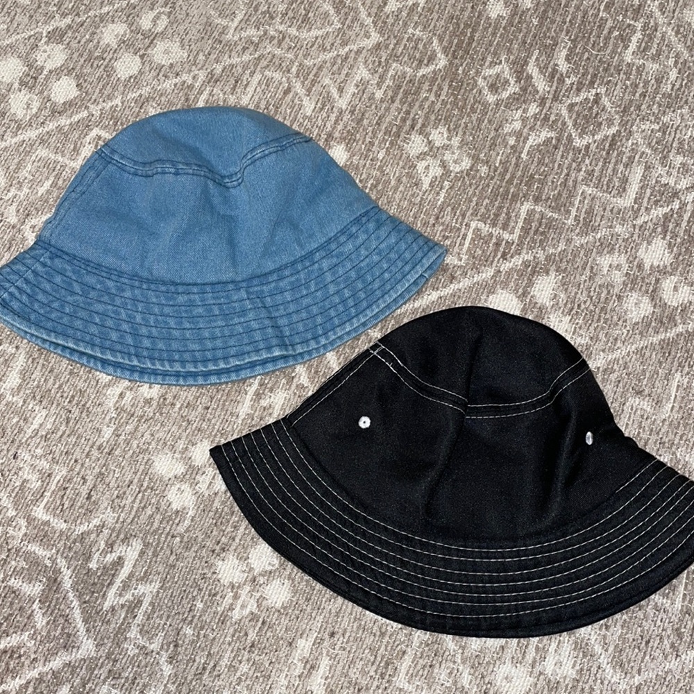 Jean material bucket hat/black bucket hat